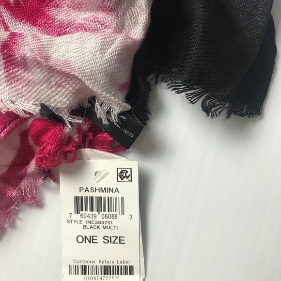 INC International black floral pashmina scarf - Picture 2 of 5
